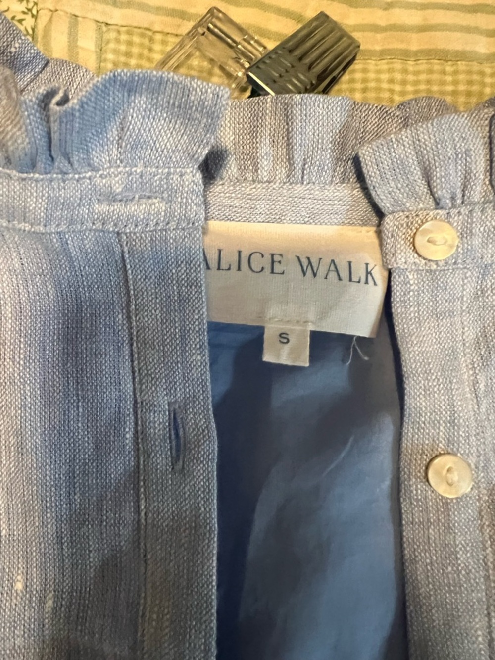 Alice Walk Light Blue Tiered Button-Front Linen Dress - Picture 3 of 5